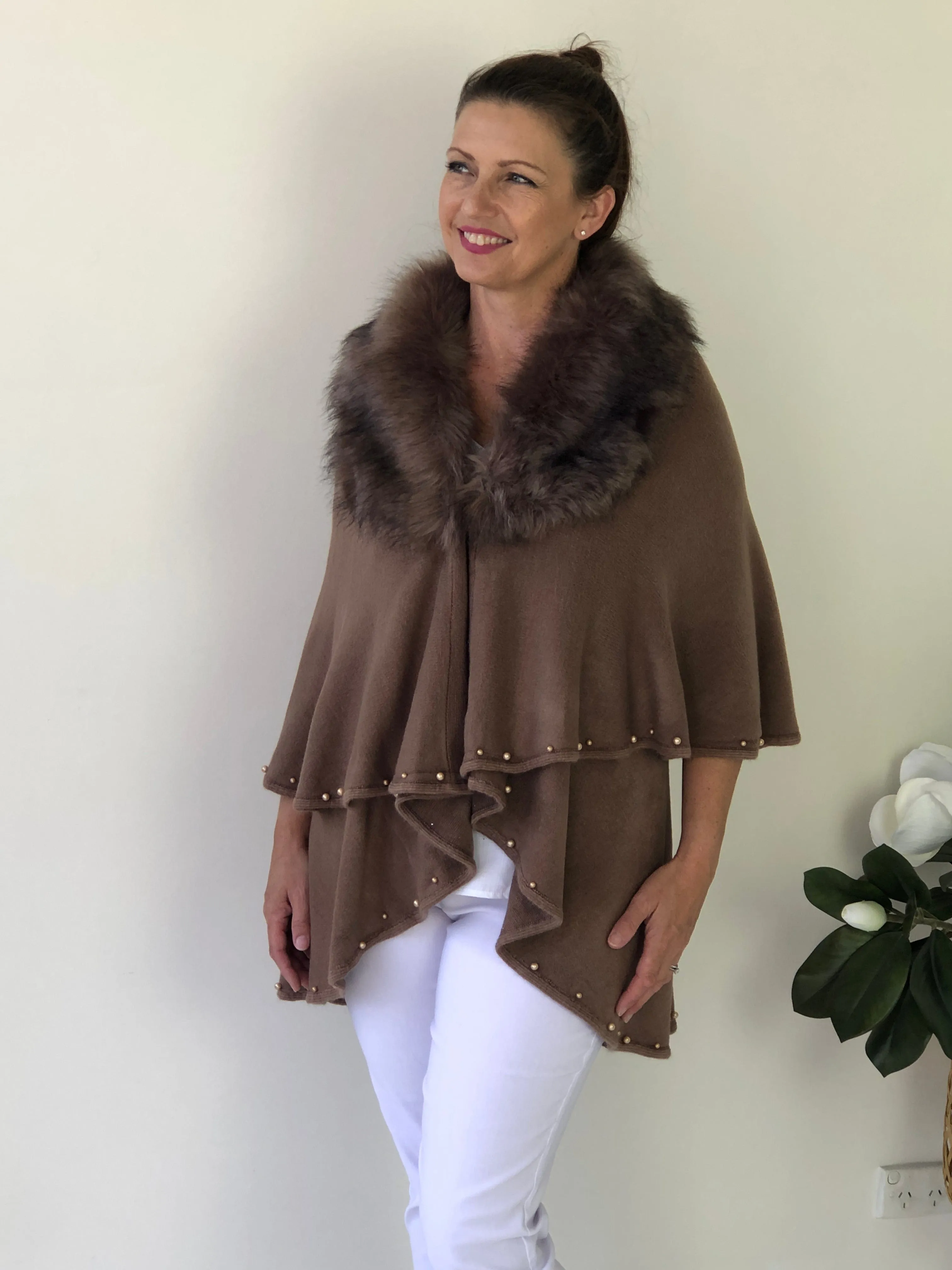 Omnia Mocha Shawl Cardigan