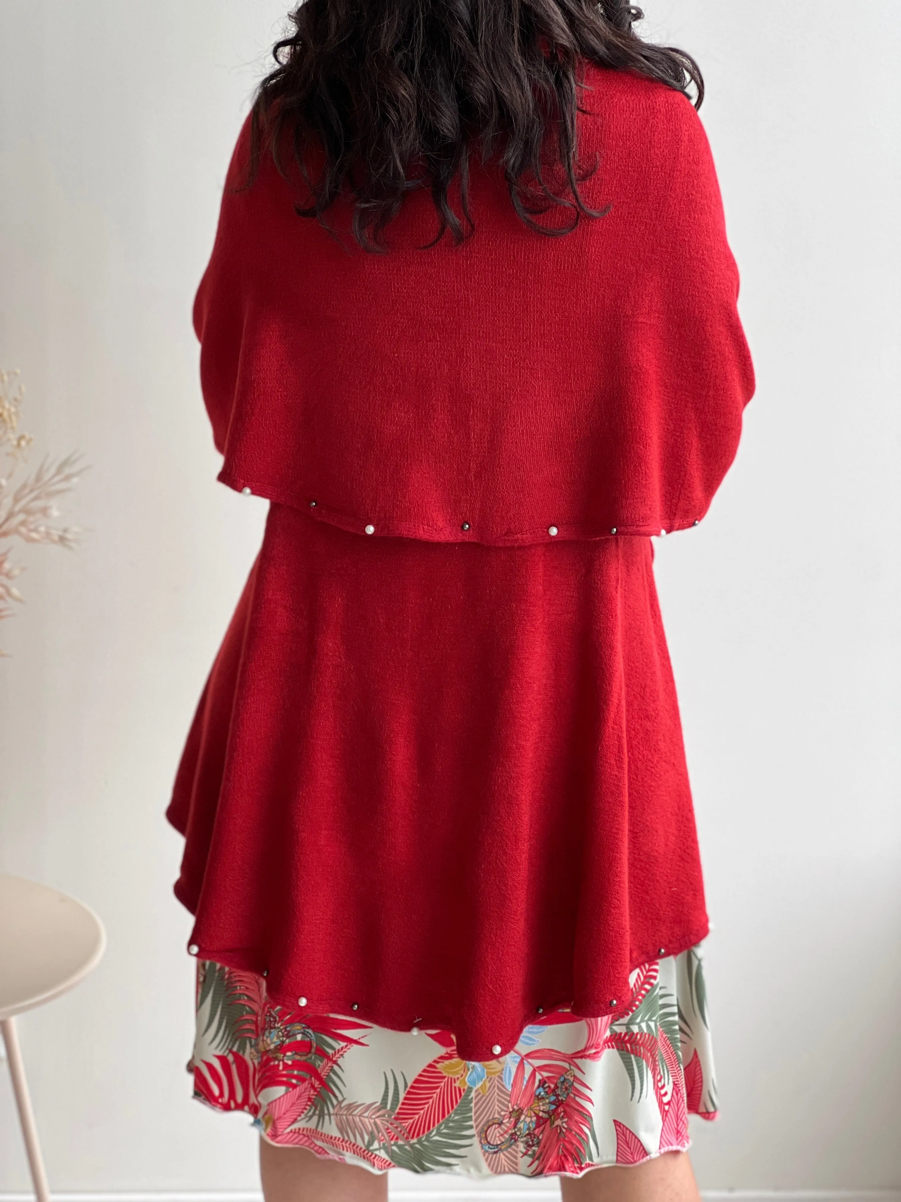 Omnia Red Shawl Cardigan