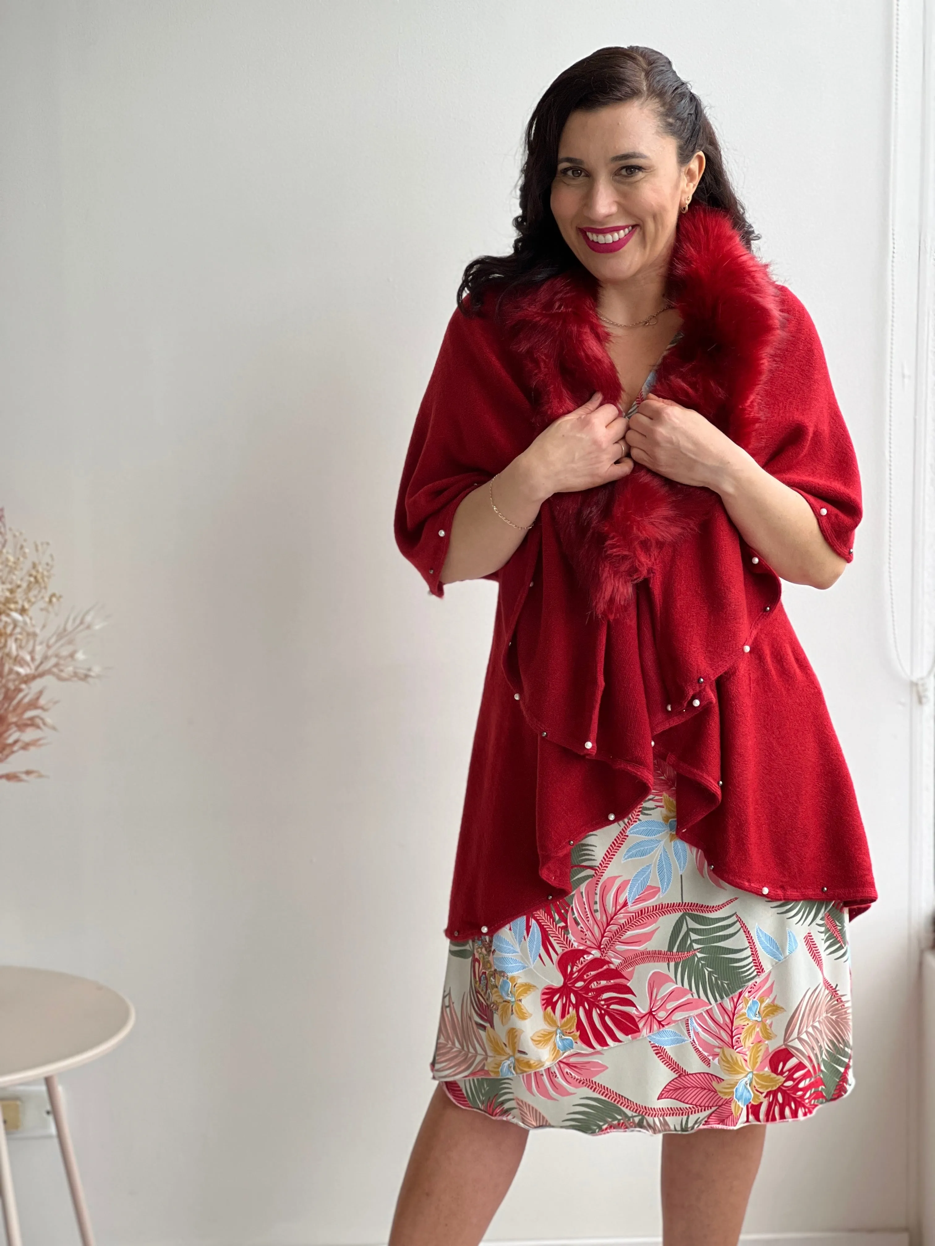 Omnia Red Shawl Cardigan