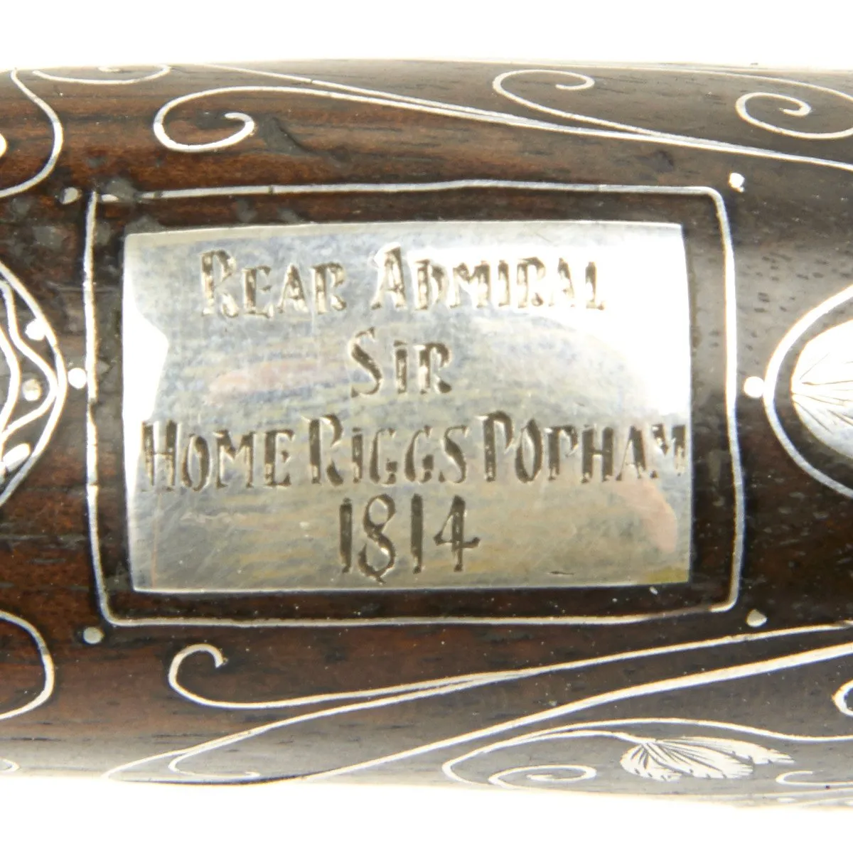 Original Cased Bronze Flintlock Ducks Foot Pistol by Nock Named to Rear Admiral Sir Home Riggs Popham Dated 1814