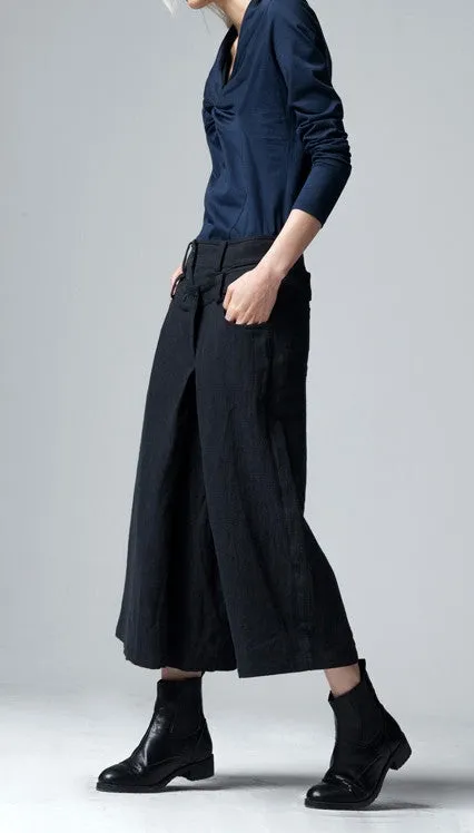 Original Design Wide Leg Culottes Women Casual Pants