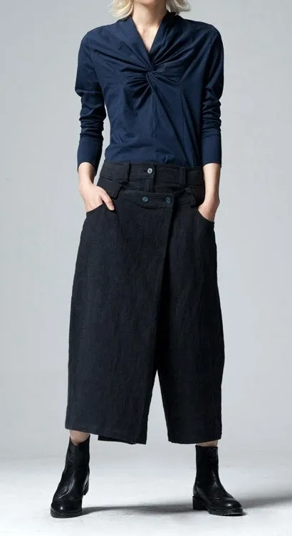 Original Design Wide Leg Culottes Women Casual Pants