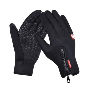 Outdoor Sports Hiking Winter Leather Soft Warm Bike Gloves For Men Women, Size:XL (Black)