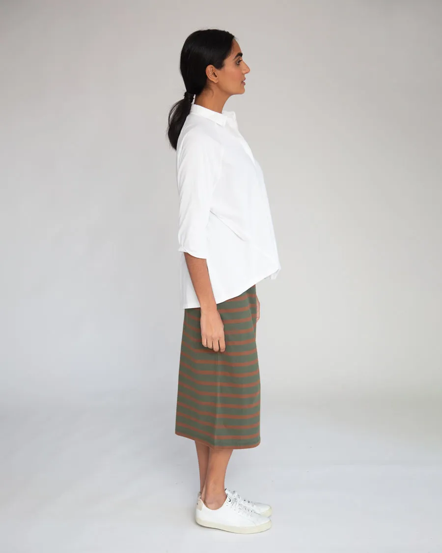 Pam-Sue Organic Cotton Skirt In Army & Tan