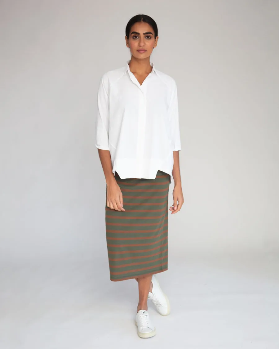 Pam-Sue Organic Cotton Skirt In Army & Tan