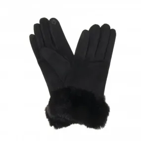 Park Lane Faux Fur Trim Gloves Black