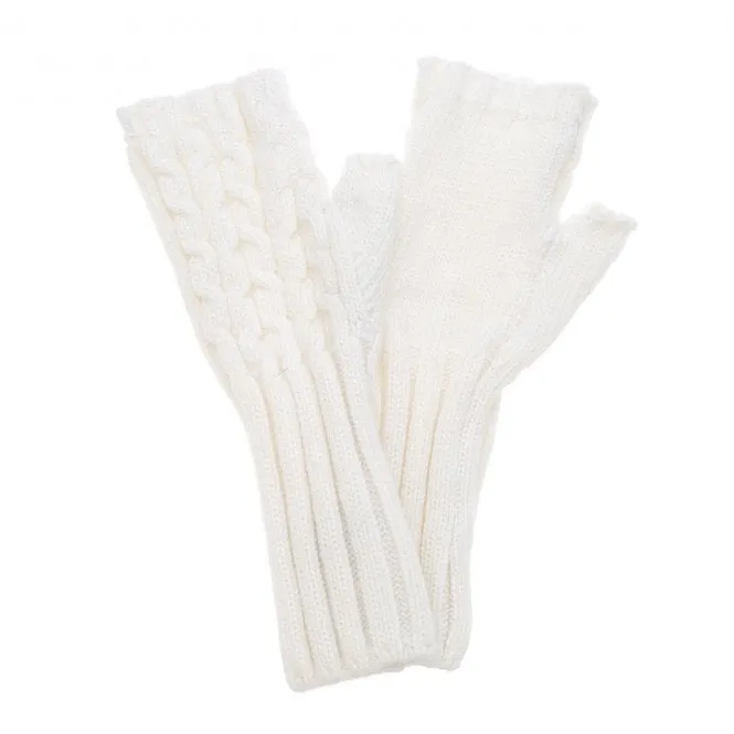 Park Lane Fingerless Gloves Winter White