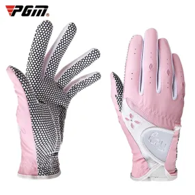 PGM One Pair Golf Non-Slip PU Leather Gloves for Women (Color:Pink Size:21)