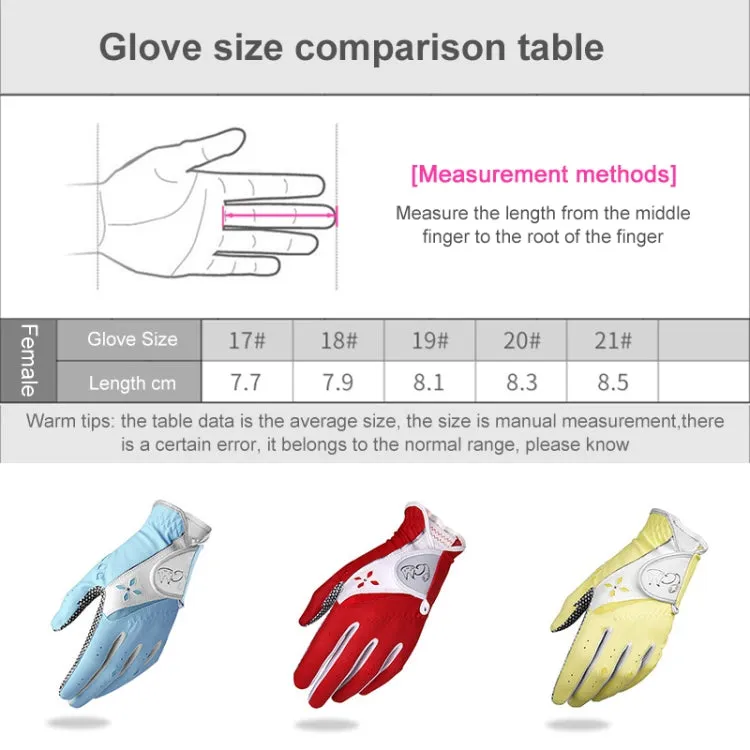 PGM One Pair Golf Non-Slip PU Leather Gloves for Women (Color:Red Size:18)