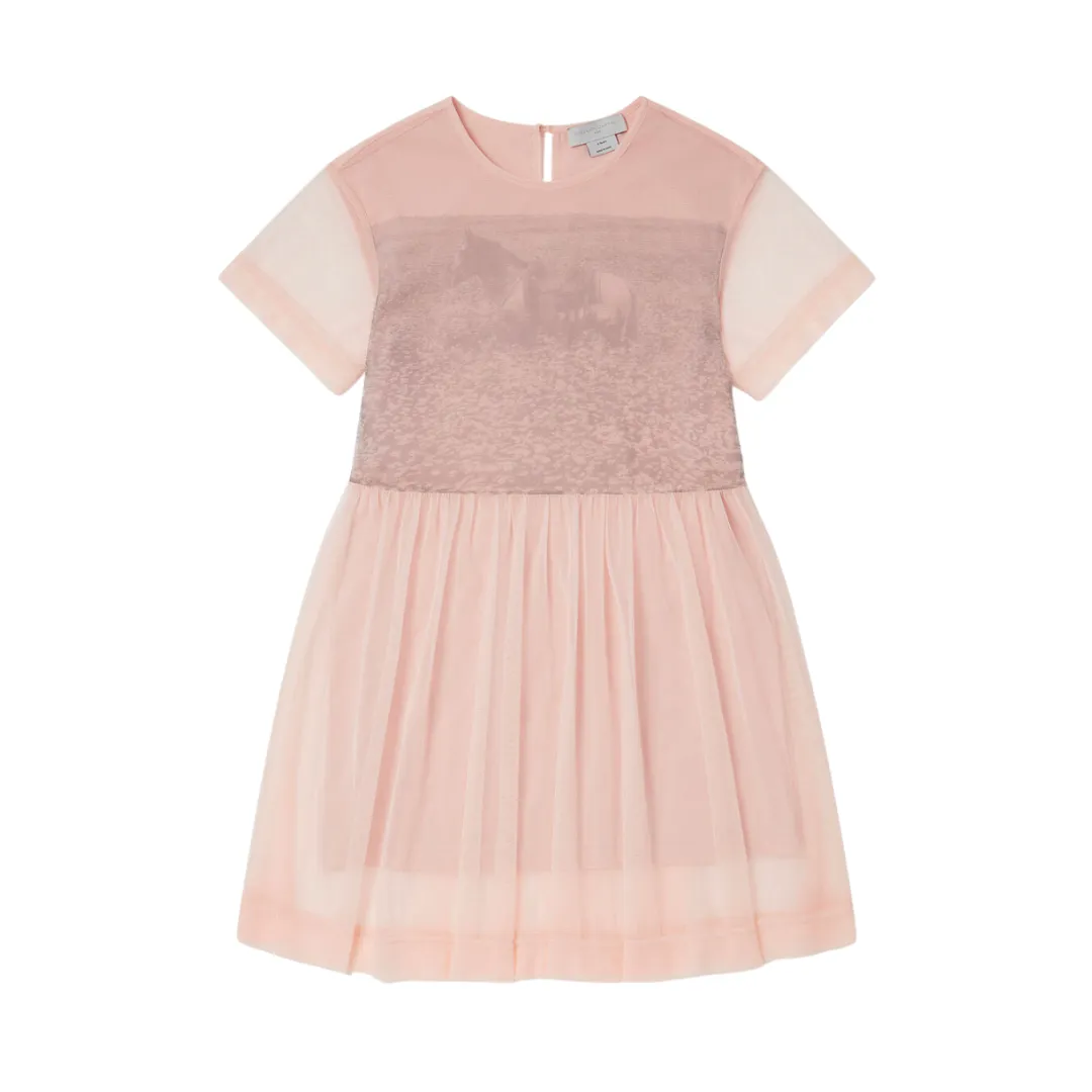 Pink Printed Tulle Dress