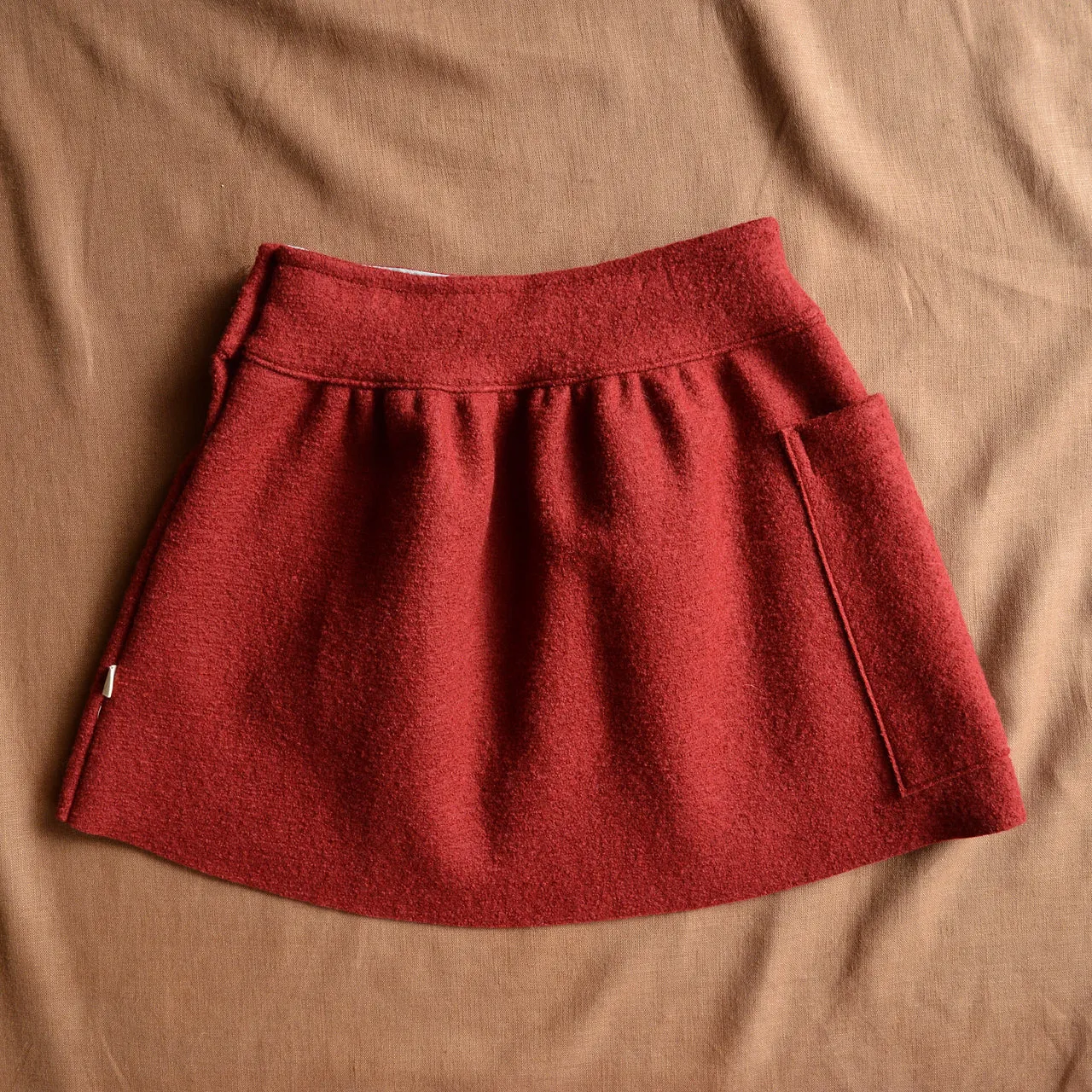 Pocket Skirt 100% Boiled Wool - Bordeaux (9-10y ) *Last One!