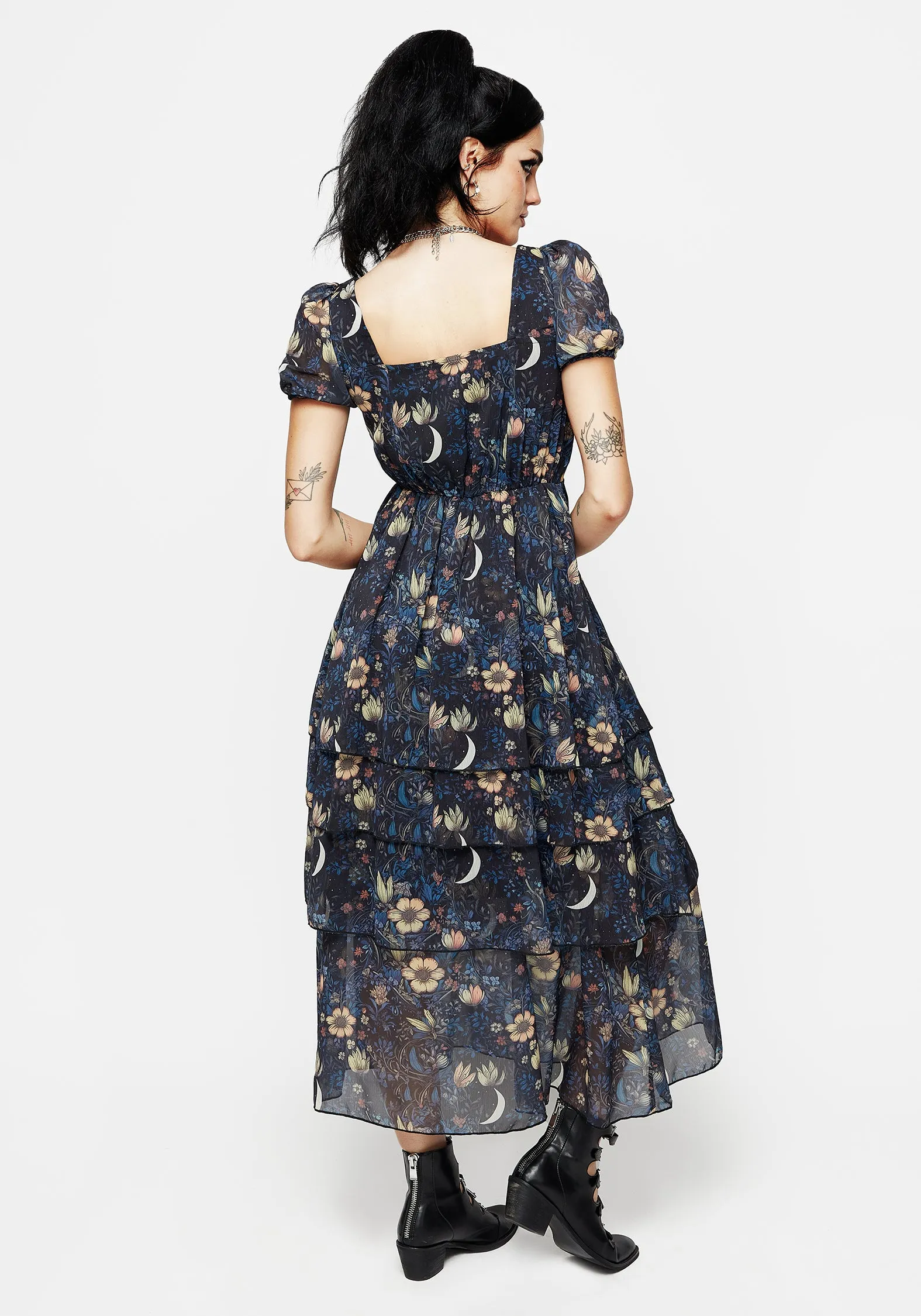 Primrose Floral Chiffon Layered Midaxi Dress