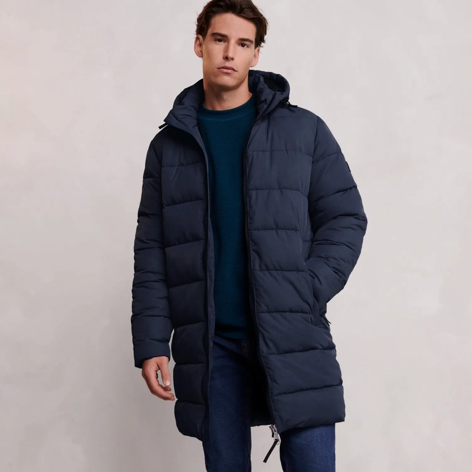 Radley Mens Padded Long Jacket - Dark Indigo