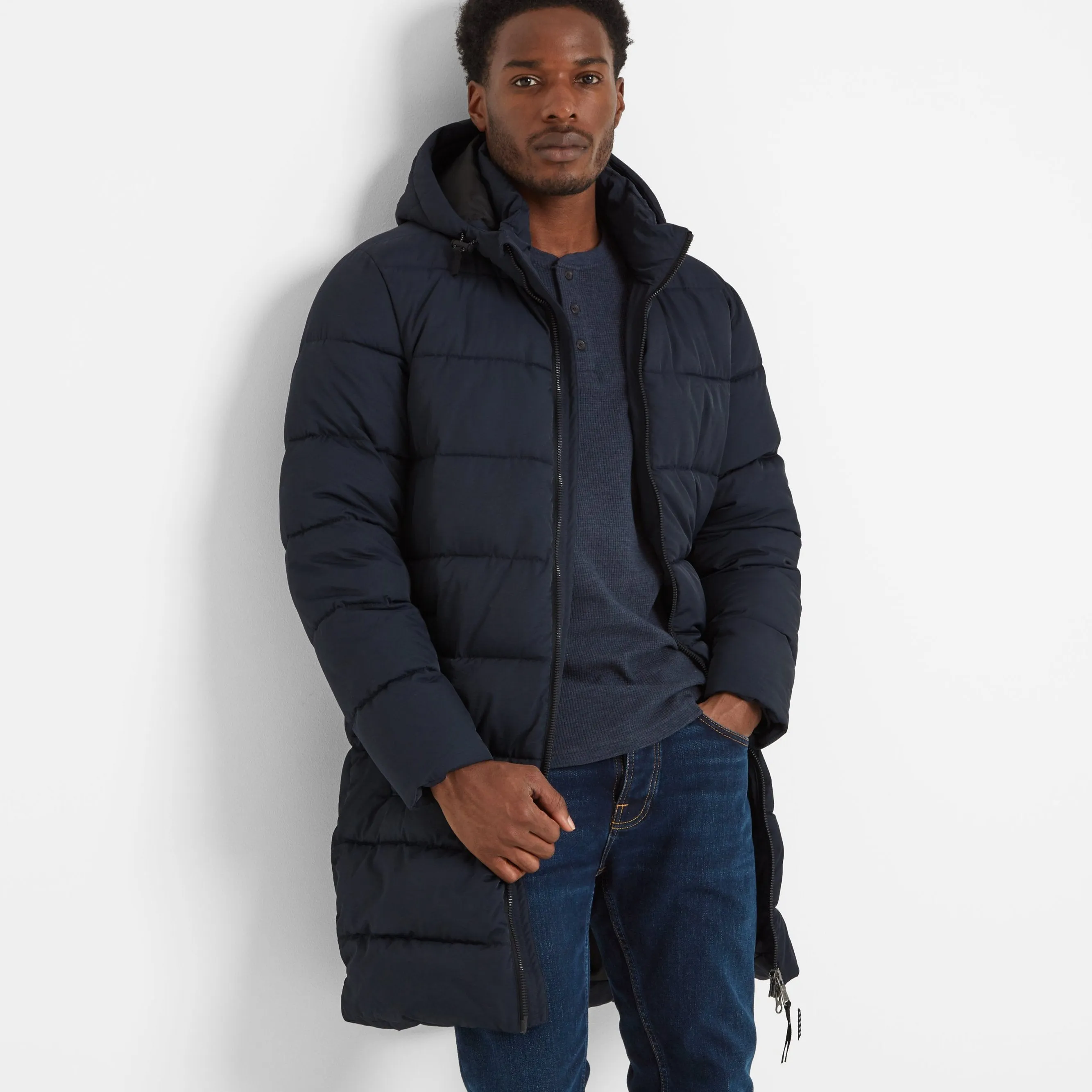 Radley Mens Padded Long Jacket - Dark Indigo