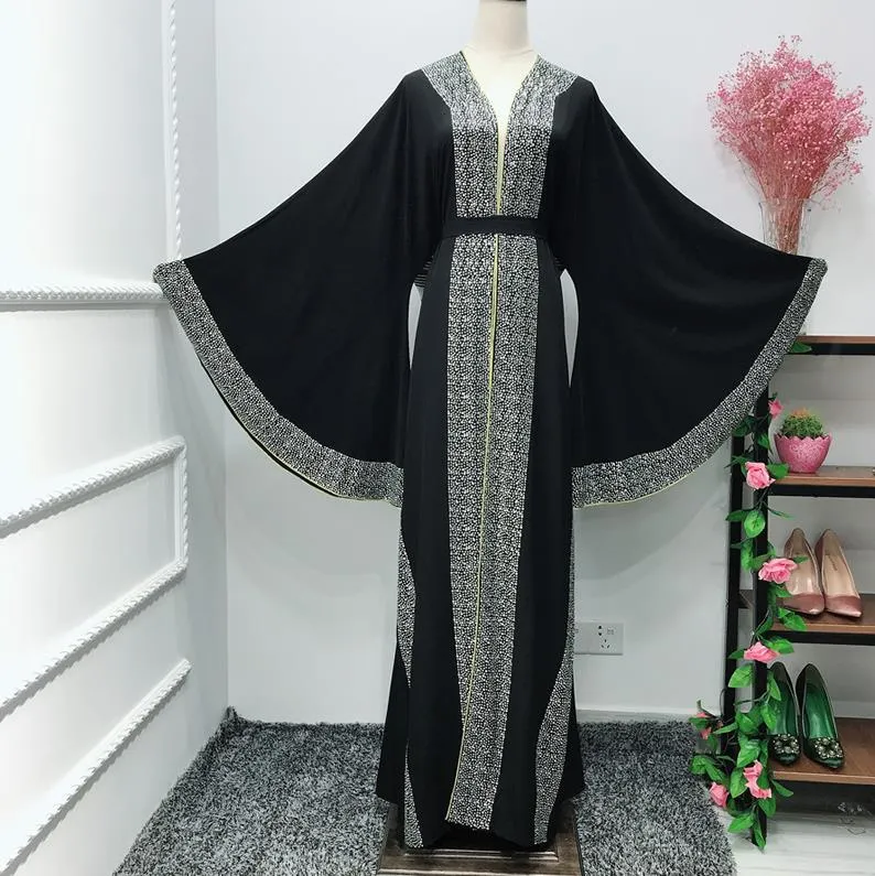 Red Diamonds Muslim Abaya Kimono Arabe Kaftan Dubai Hijab Dress Turkey Caftan Islamic Clothing Abayas For Women Ramadan Robe