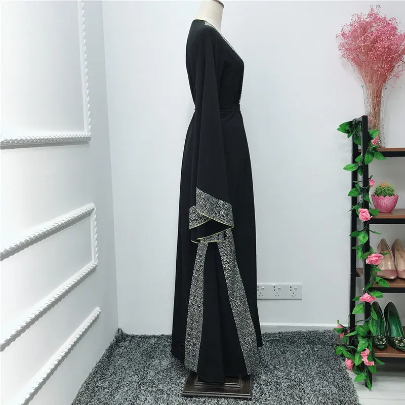 Red Diamonds Muslim Abaya Kimono Arabe Kaftan Dubai Hijab Dress Turkey Caftan Islamic Clothing Abayas For Women Ramadan Robe