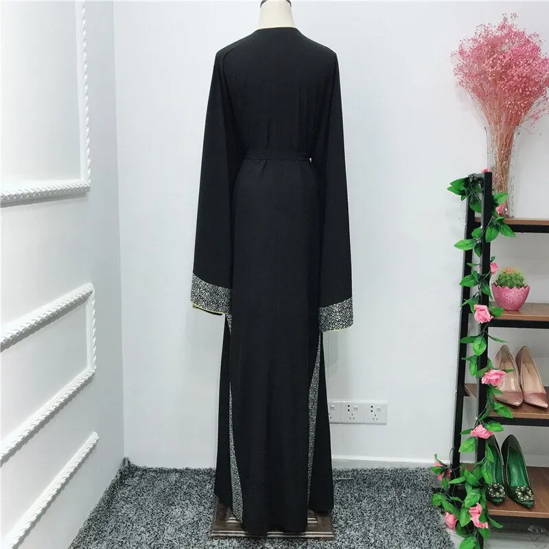 Red Diamonds Muslim Abaya Kimono Arabe Kaftan Dubai Hijab Dress Turkey Caftan Islamic Clothing Abayas For Women Ramadan Robe