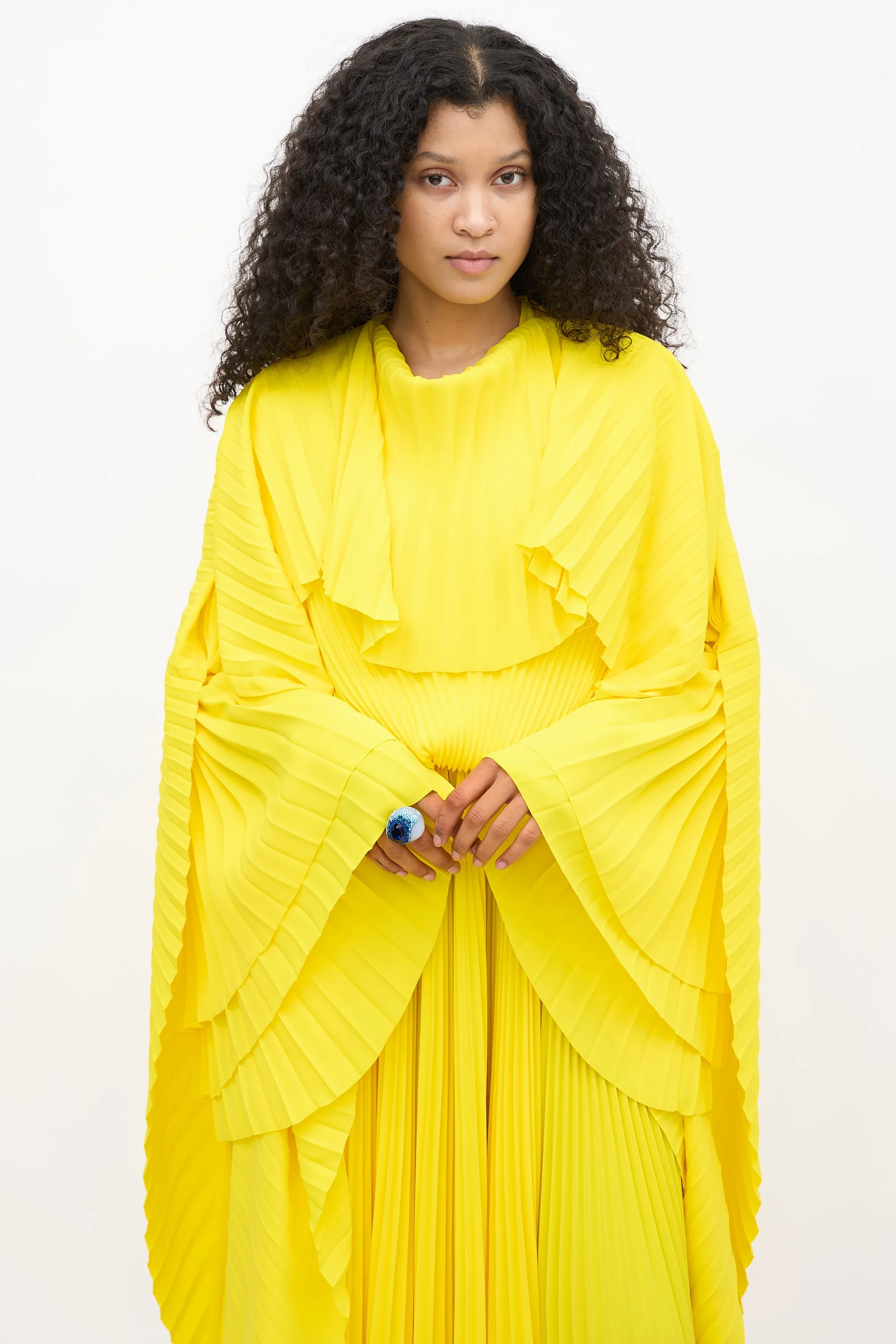 Resort 2022 Yellow Pleated Asymmetrical Dress