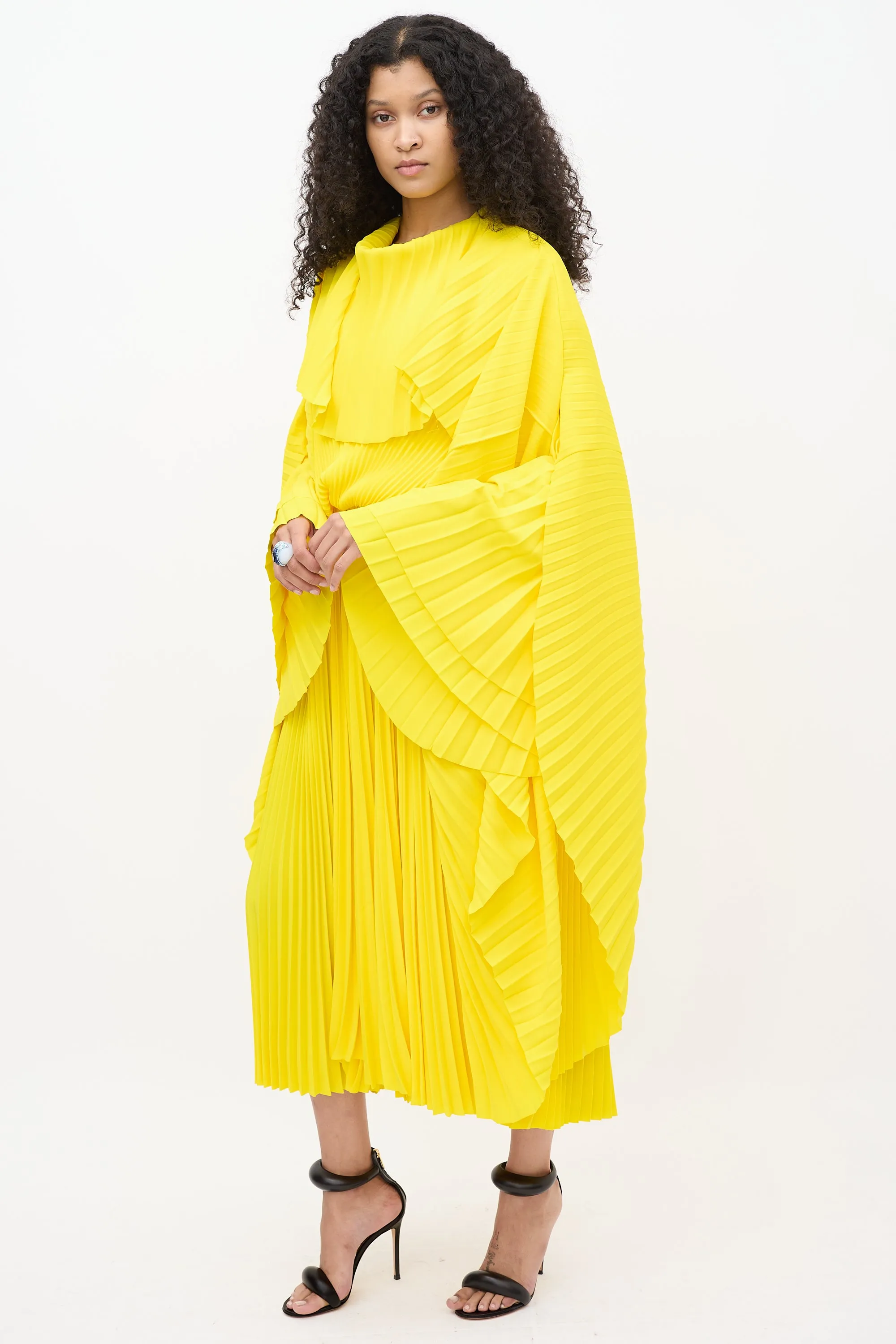 Resort 2022 Yellow Pleated Asymmetrical Dress