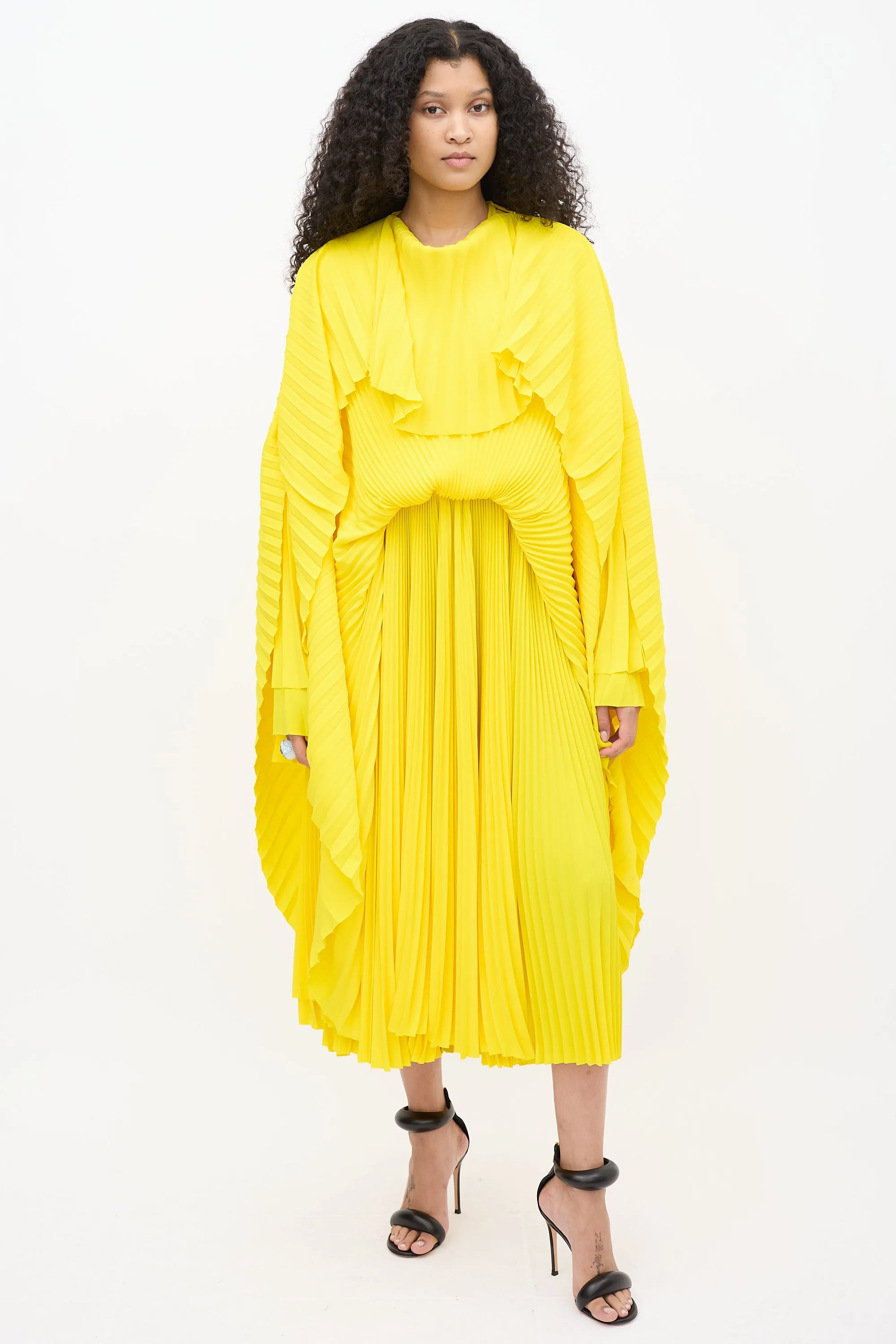 Resort 2022 Yellow Pleated Asymmetrical Dress