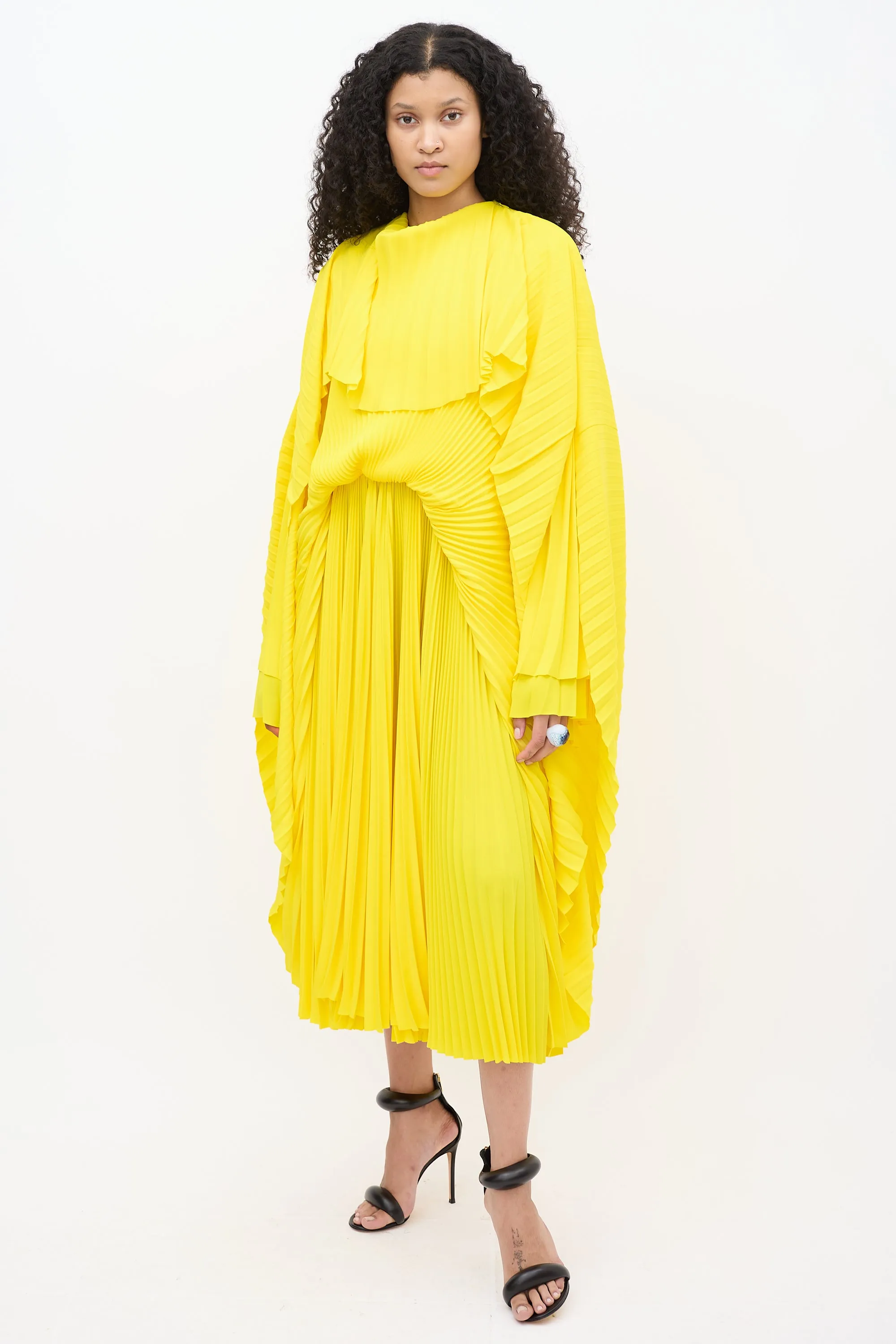 Resort 2022 Yellow Pleated Asymmetrical Dress