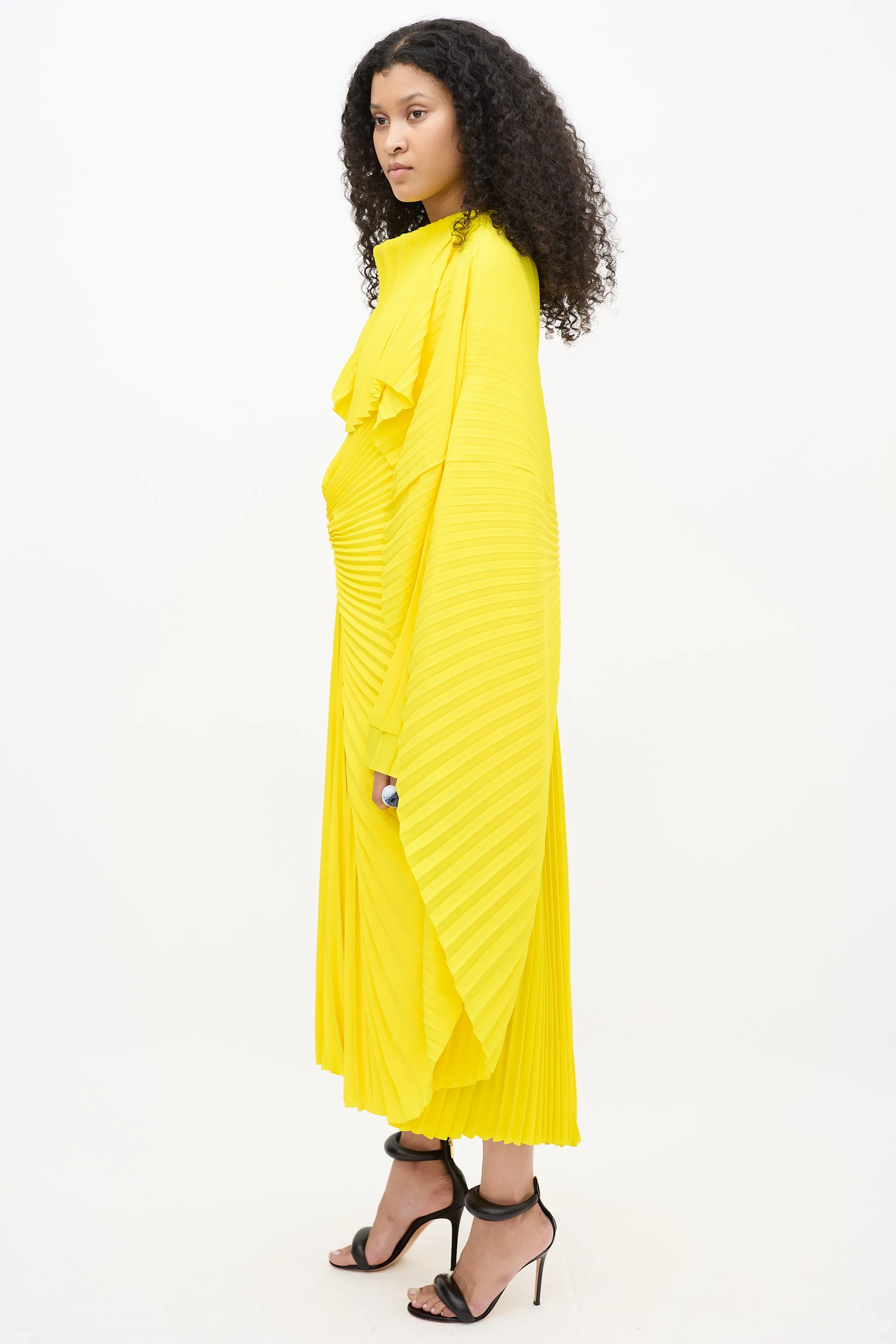 Resort 2022 Yellow Pleated Asymmetrical Dress