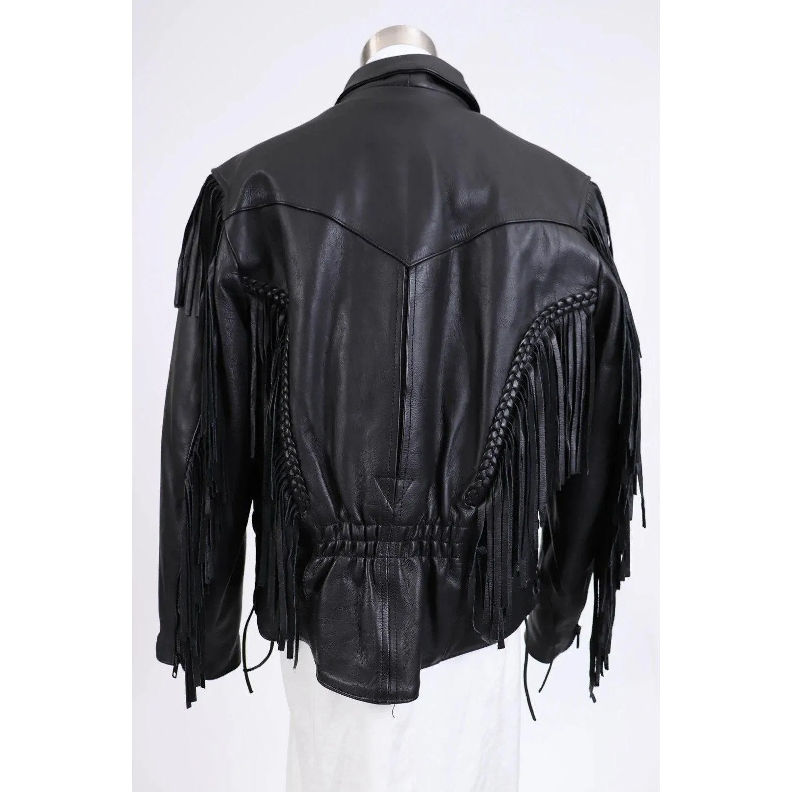 RGC 90's Black Leather Biker Babe Jacket | Size L