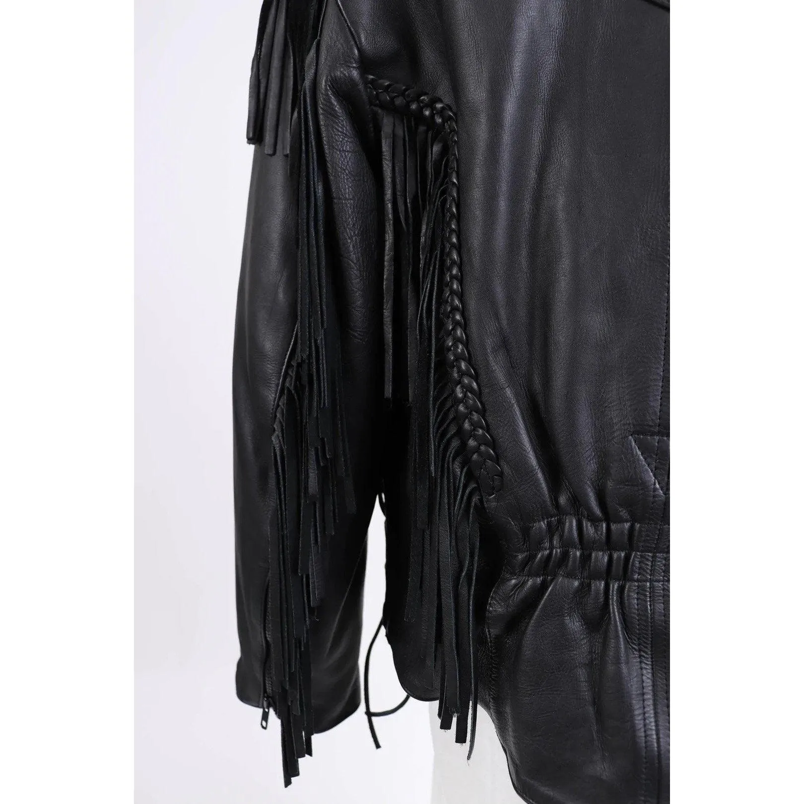 RGC 90's Black Leather Biker Babe Jacket | Size L