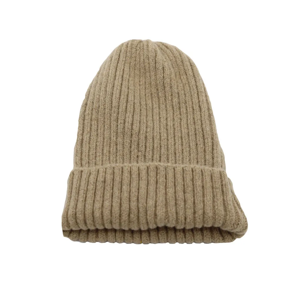 Ribbed Knit Beanie Classic Plain Warm Cuff Daily Cap XZ50075