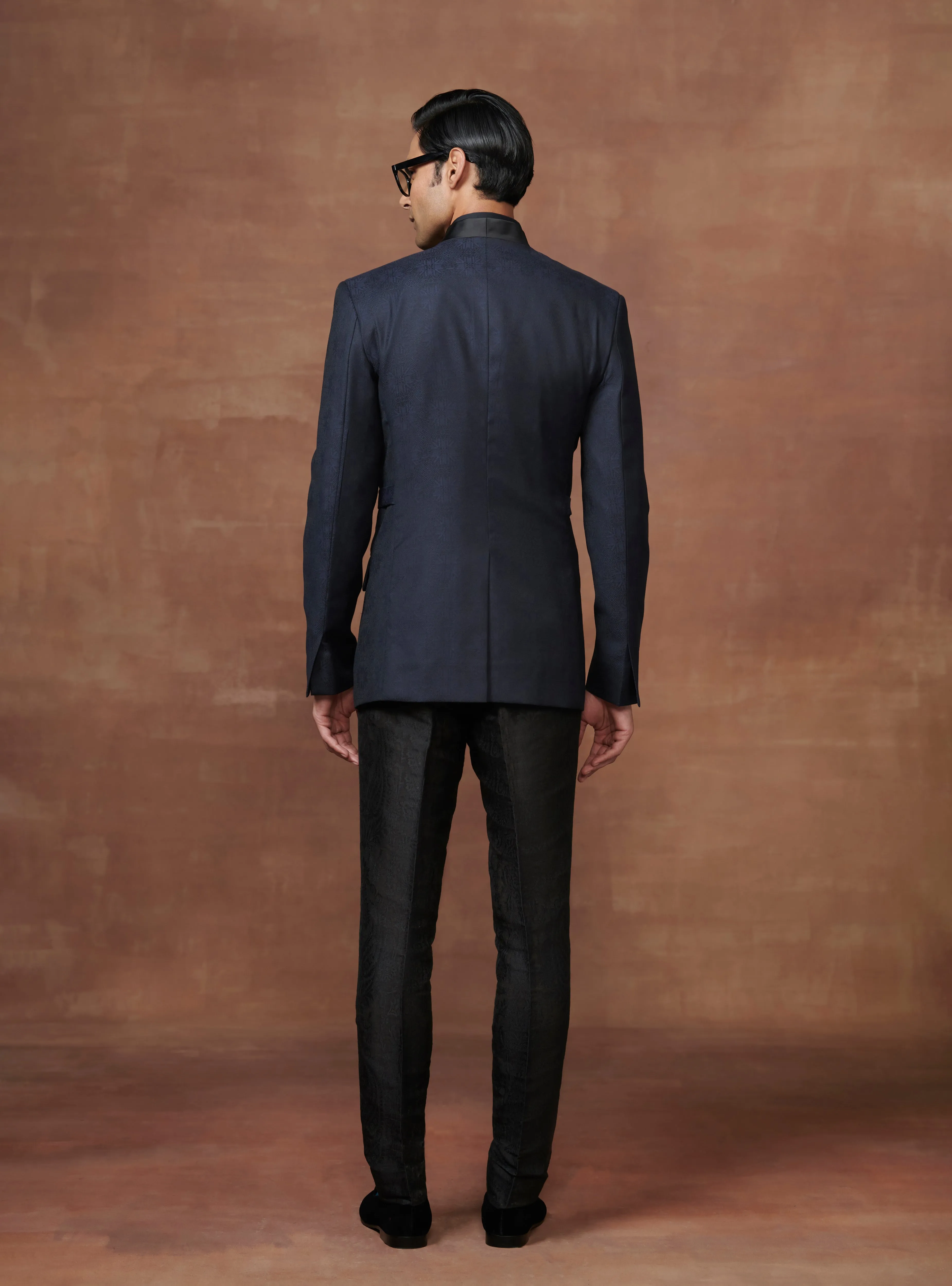 ROYALE DEEP BLUE BANDHGALA OVERLAPPED JACKET