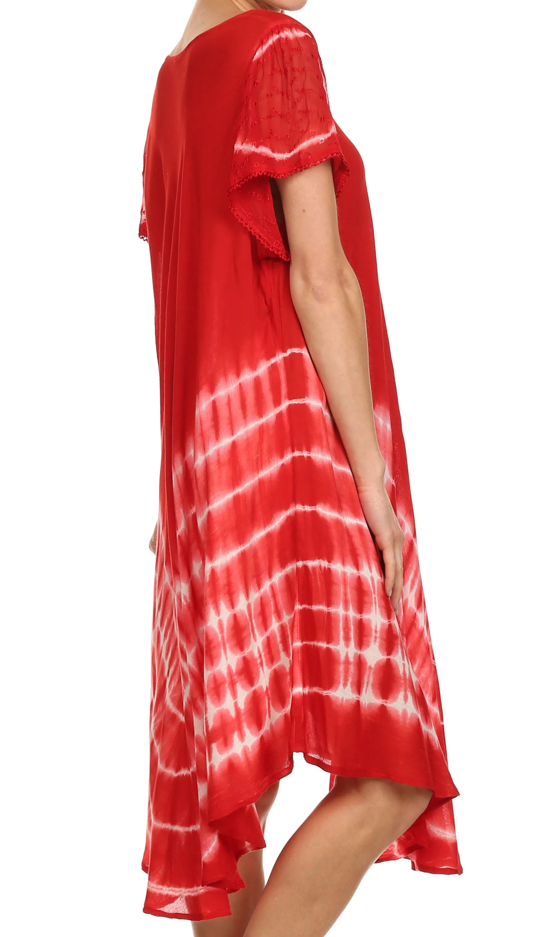 Sakkas Lively Tie Dye Cap Sleeve Caftan Dress / Cover Up