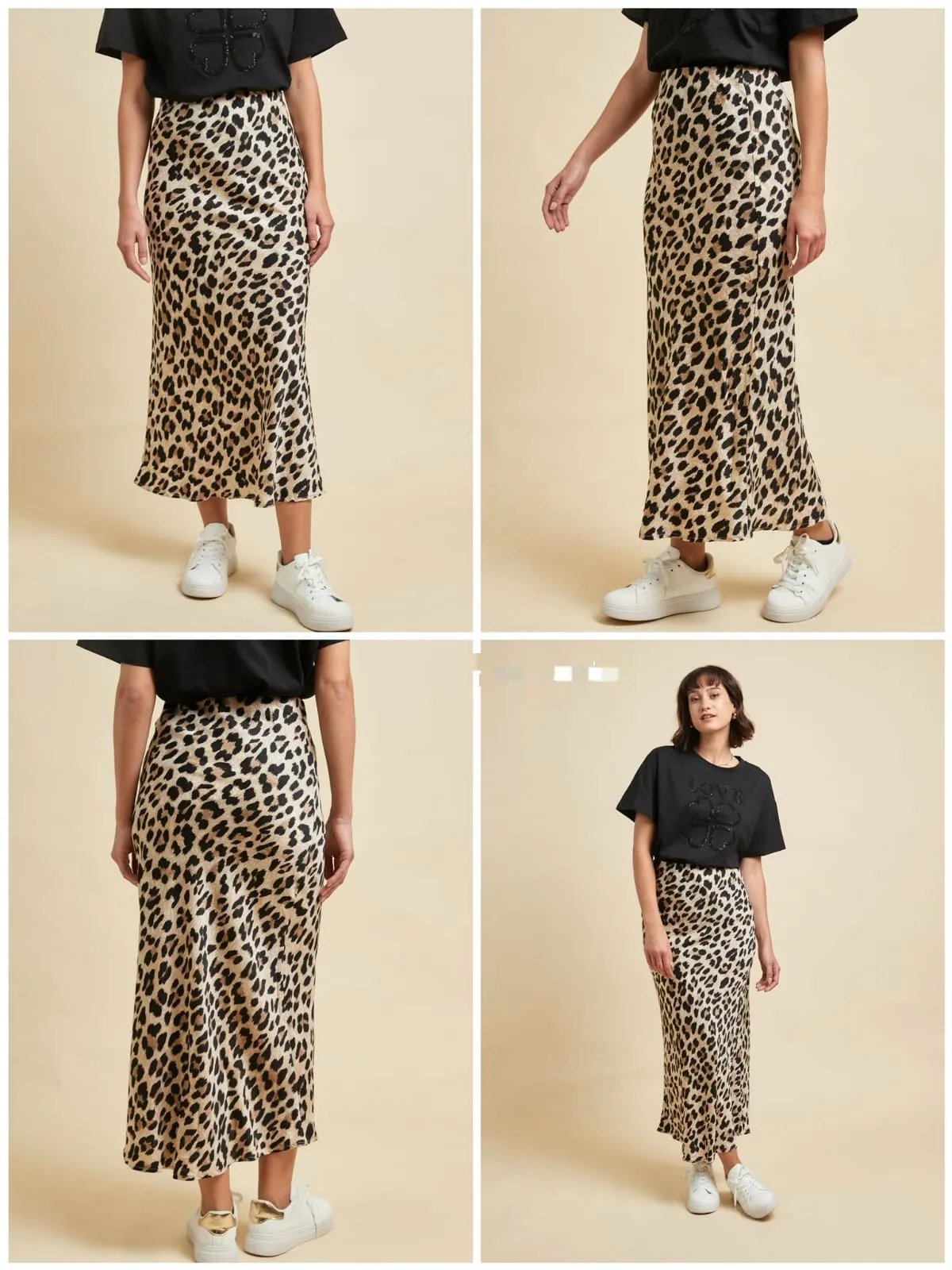 Satin animal print maxi Skirt