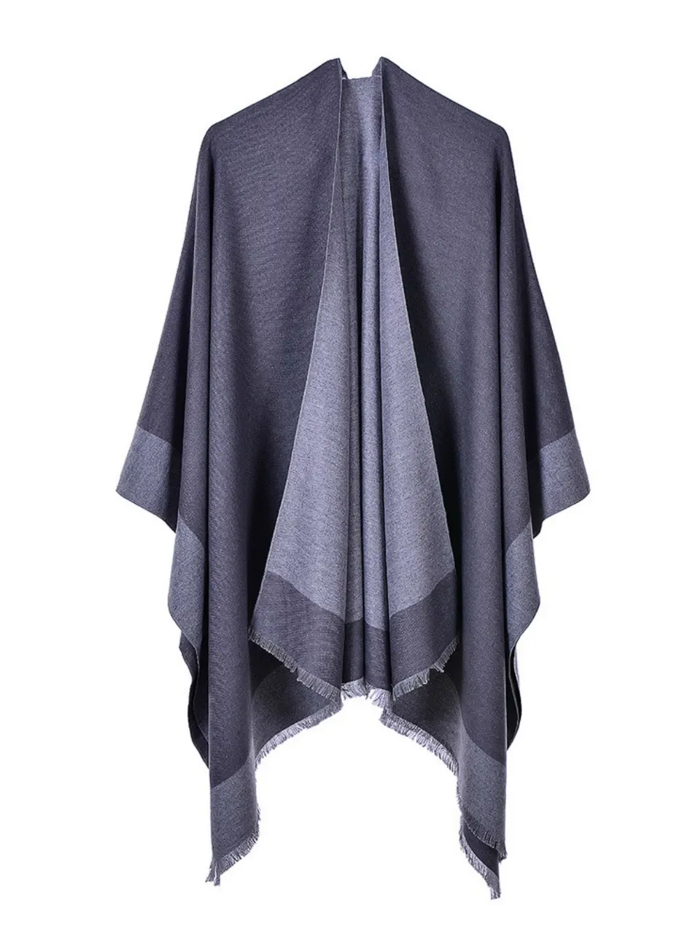 SCARF DUAL-PURPOSE MONOCHROME FRINGED SHAWL