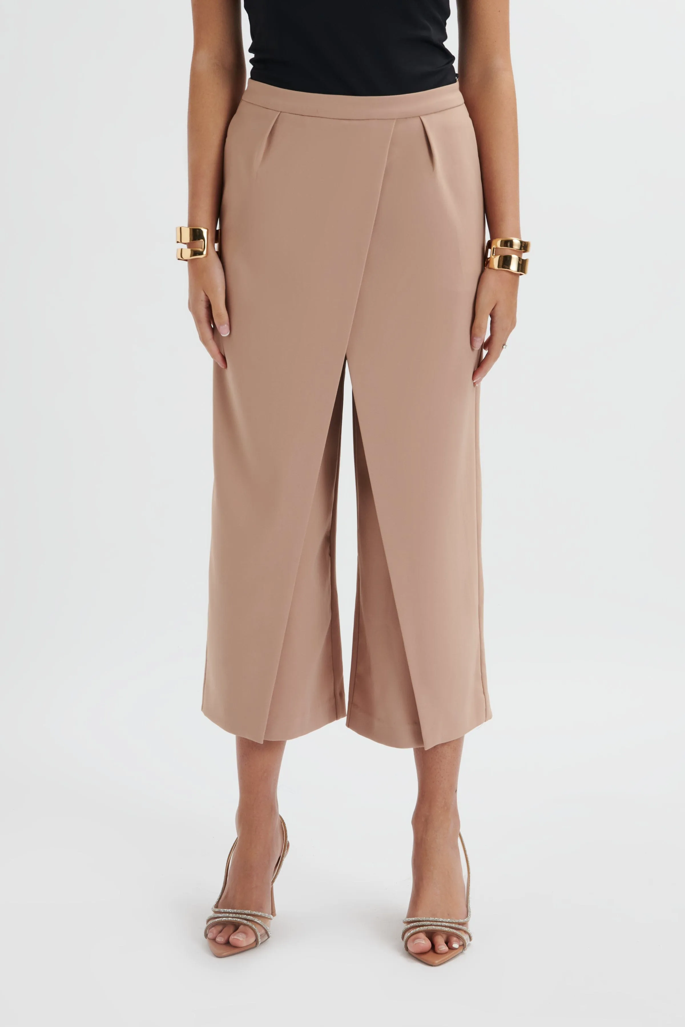 SIYA Wrap Culotte Trousers In Camel