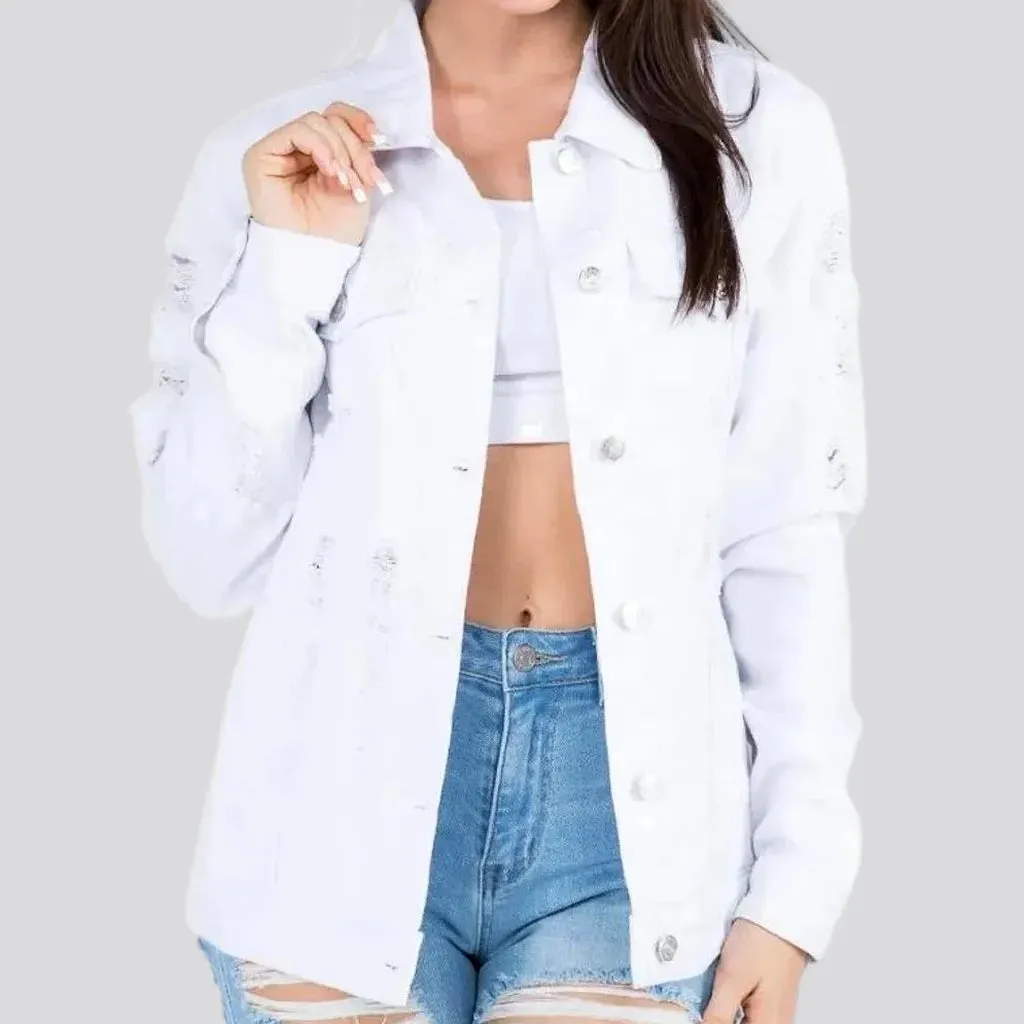 Slim fit street style women's denim jacket