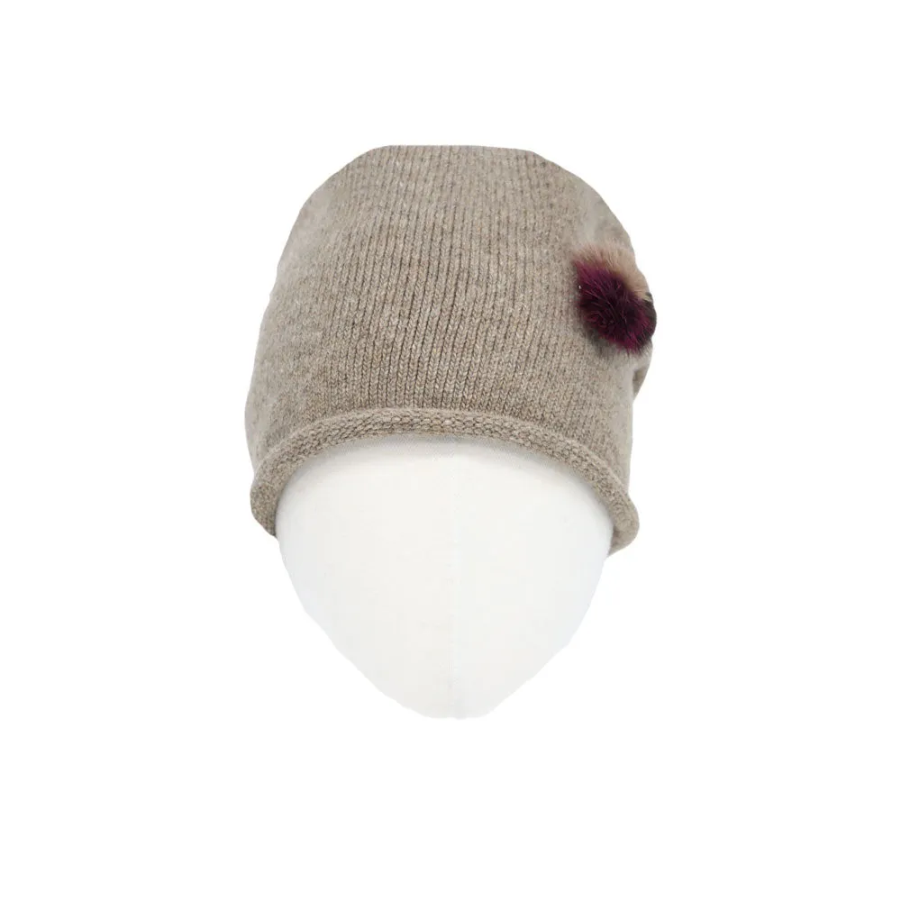 Slouchy Knit Beanie Pom Winter Skull Cap Adjustable Women Hat AC51485