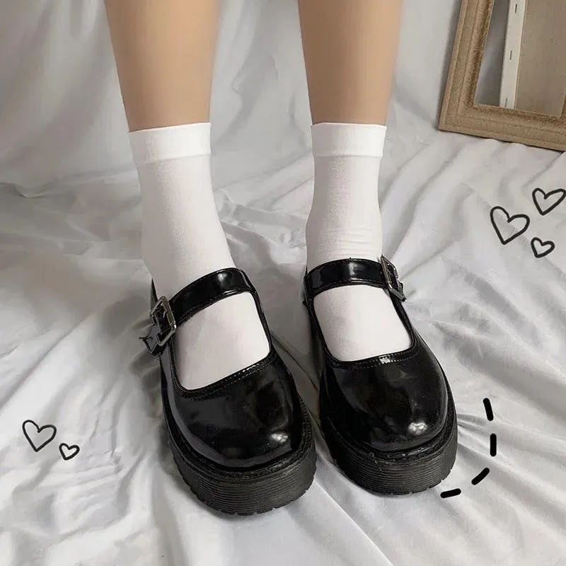 Solid Color White Ankle Socks | Sweet Jirai Kei Dress