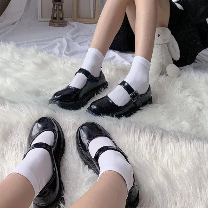 Solid Color White Ankle Socks | Sweet Jirai Kei Dress