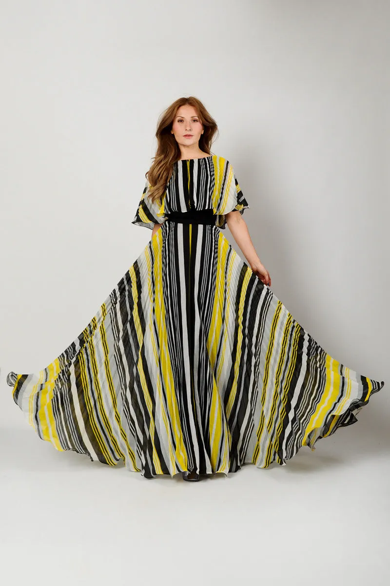 Striped Gauze Full Sweep Dress