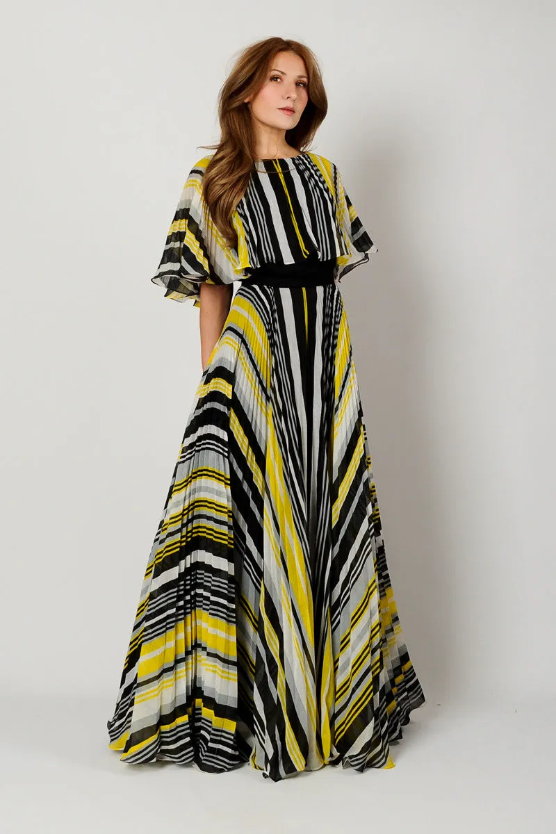 Striped Gauze Full Sweep Dress