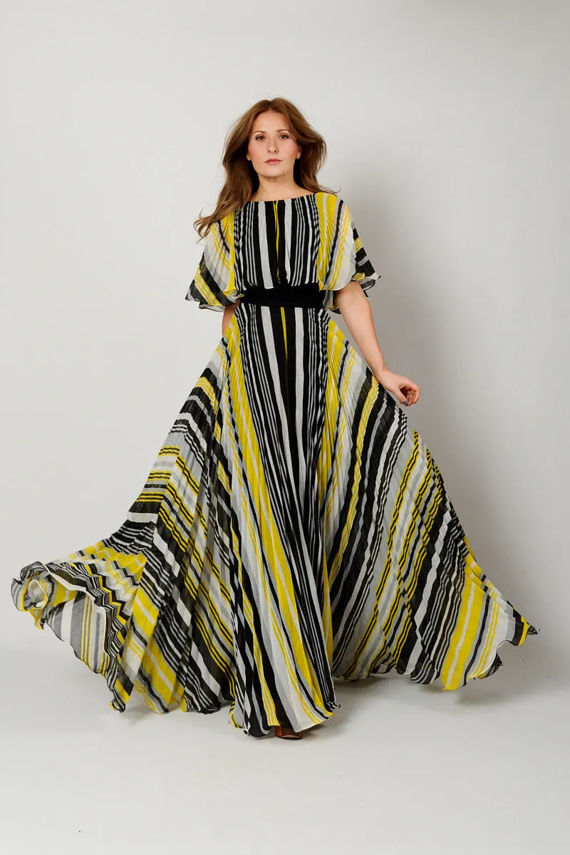 Striped Gauze Full Sweep Dress