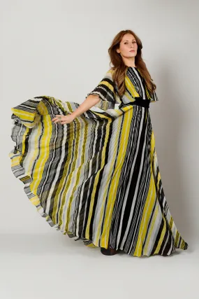 Striped Gauze Full Sweep Dress