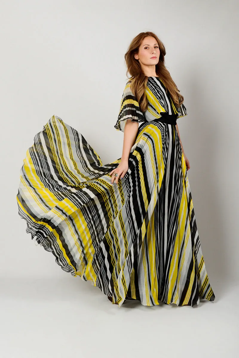 Striped Gauze Full Sweep Dress