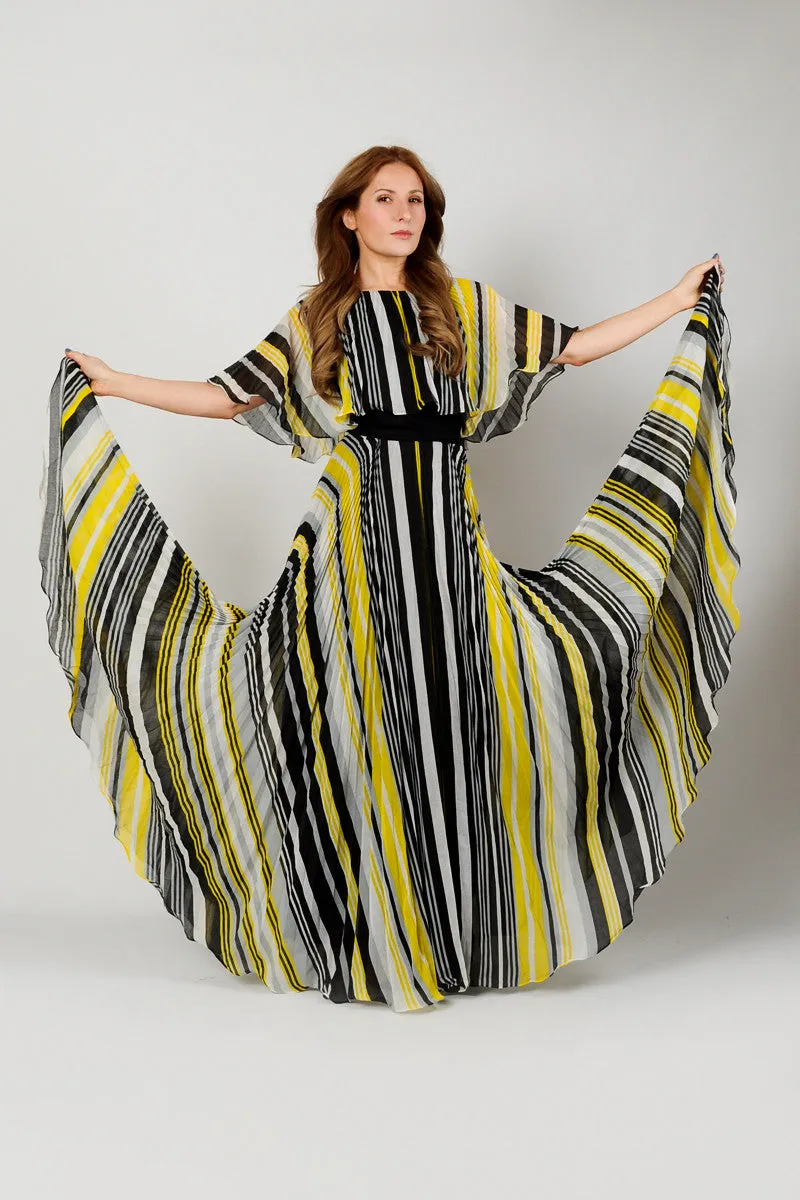 Striped Gauze Full Sweep Dress