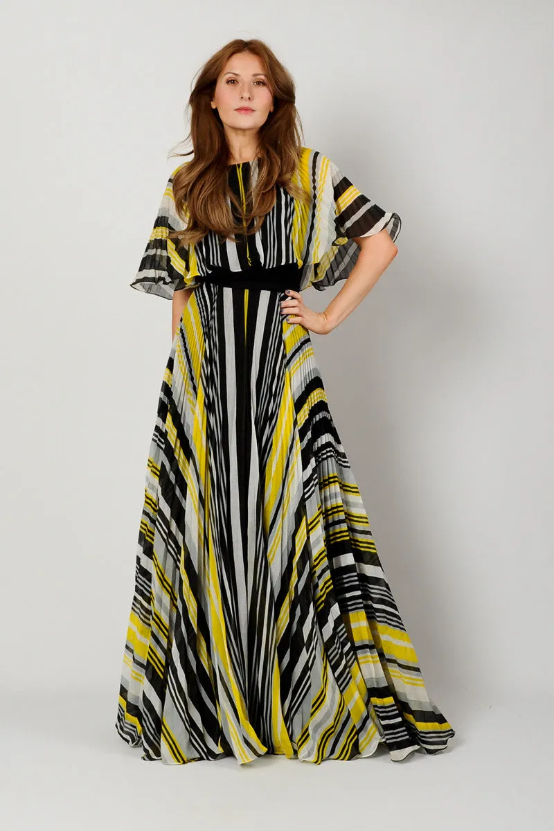 Striped Gauze Full Sweep Dress