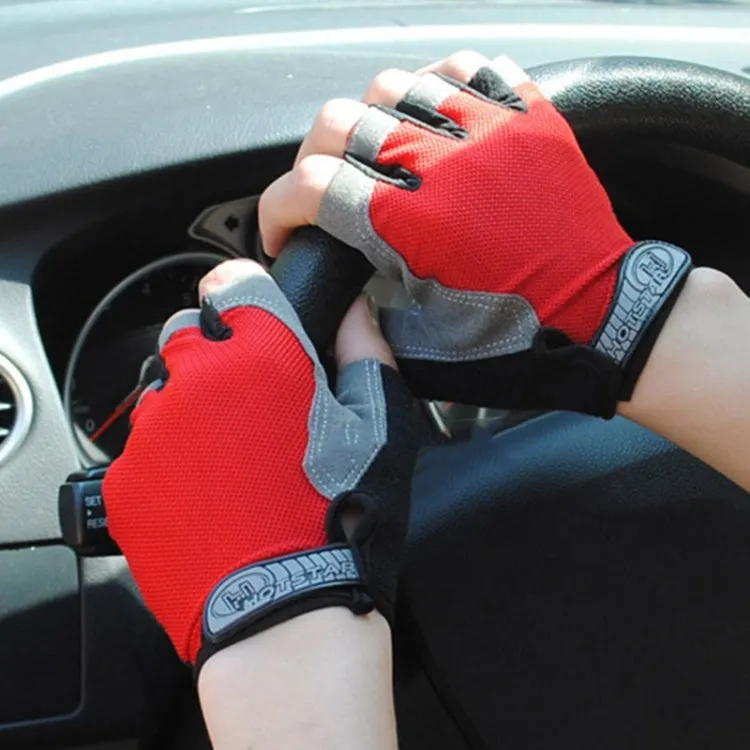 Summer Men Women Fitness Gloves Gym Weight Lifting Cycling Yoga Training Thin Breathable Antiskid Half Finger Gloves, Size:XL(Red)