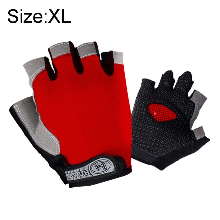 Summer Men Women Fitness Gloves Gym Weight Lifting Cycling Yoga Training Thin Breathable Antiskid Half Finger Gloves, Size:XL(Red)