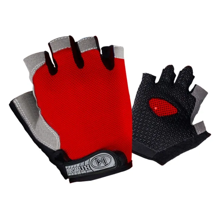 Summer Men Women Fitness Gloves Gym Weight Lifting Cycling Yoga Training Thin Breathable Antiskid Half Finger Gloves, Size:XL(Red)