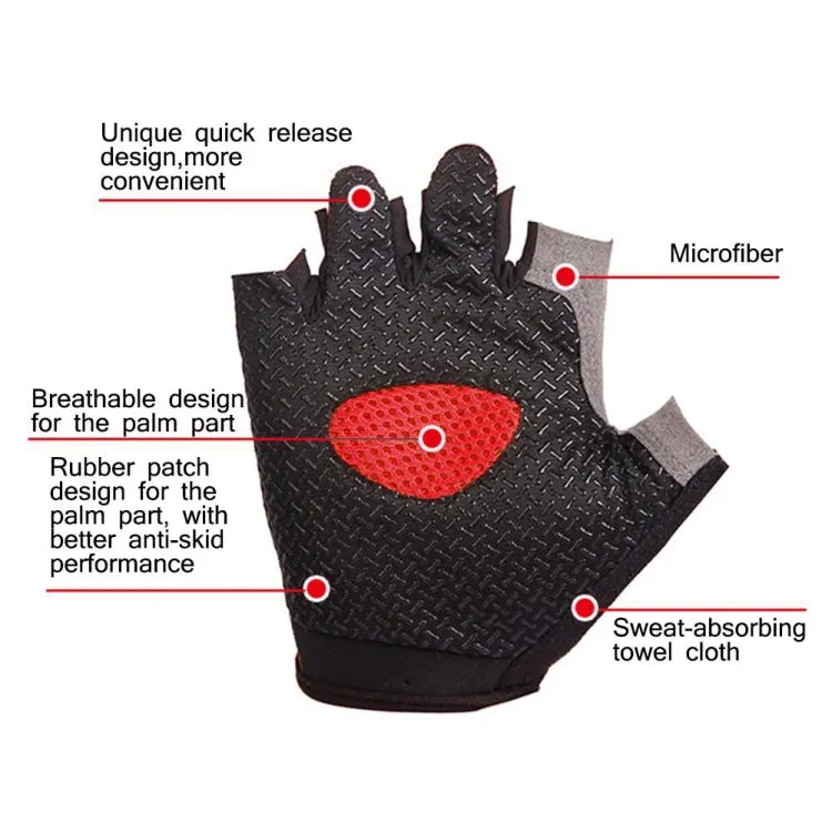 Summer Men Women Fitness Gloves Gym Weight Lifting Cycling Yoga Training Thin Breathable Antiskid Half Finger Gloves, Size:XL(Red)