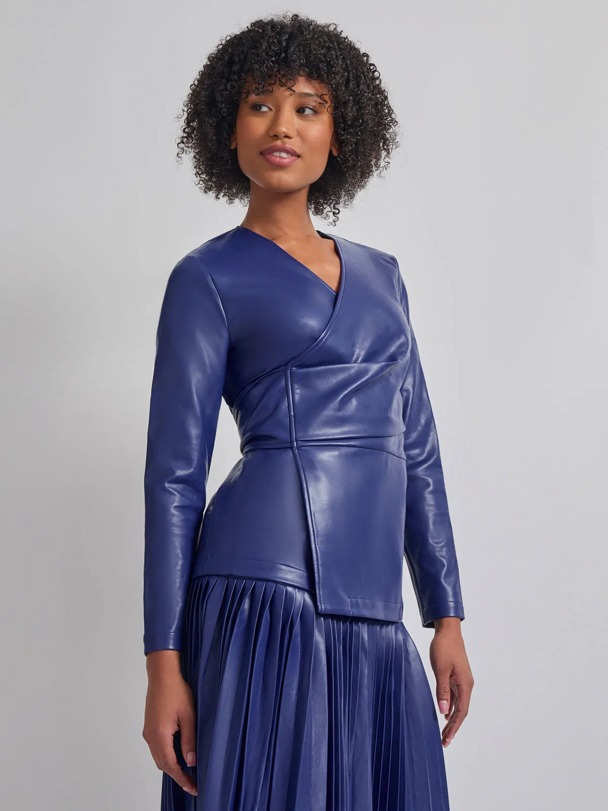 Tailored Fit Vegan Leather Tie Back Jacket